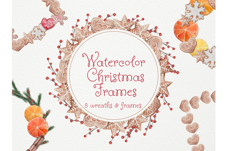 watercolor-christmas-cookies-frames-and-wreaths-watercolor-illustrati