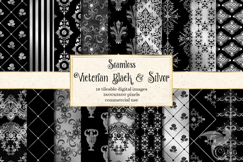 black-and-silver-victorian-digital-paper