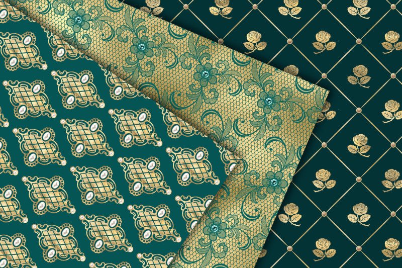 victorian-teal-and-gold-digital-paper