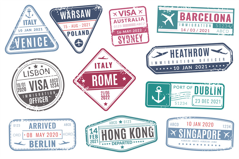 airport-stamps-vintage-travel-passport-visa-immigration-arrived-stamp