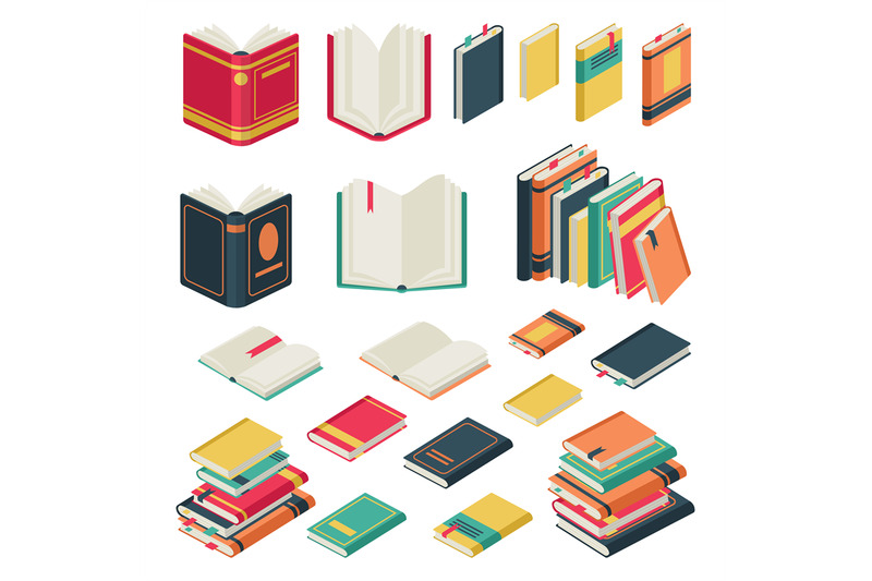 isometric-book-collection-opened-and-closed-books-set-for-school-libr