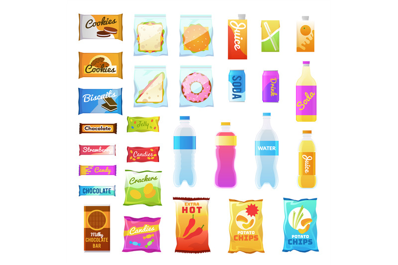 vending-products-beverages-and-snack-plastic-package-fast-food-snack