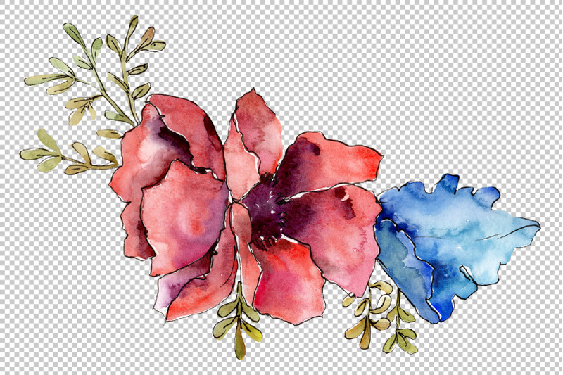 bouquet-fire-of-passion-watercolor-png