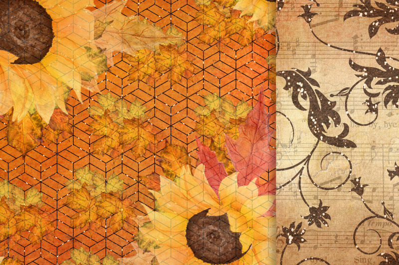 fall-digital-papers-sunflower-paper-pack-autumn-paper-pack