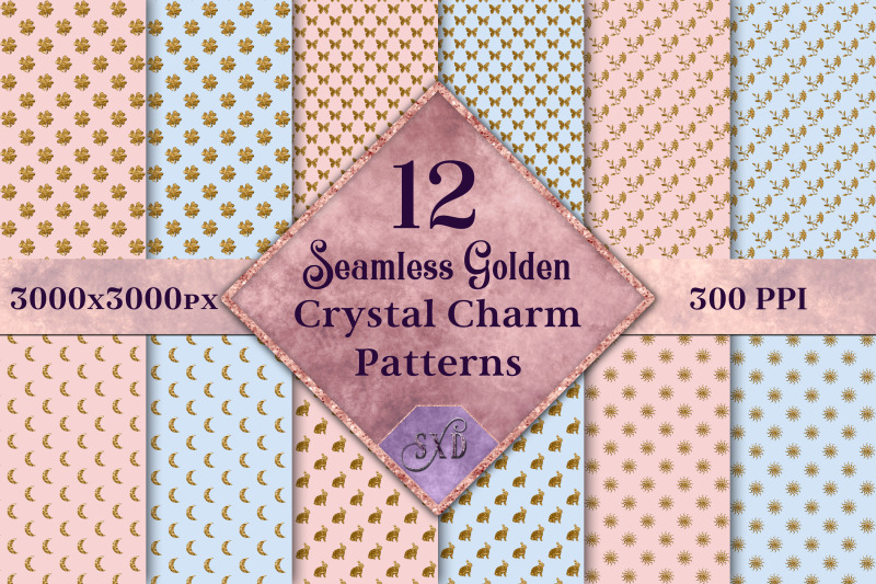 seamless-golden-crystal-charm-patterns-12-images