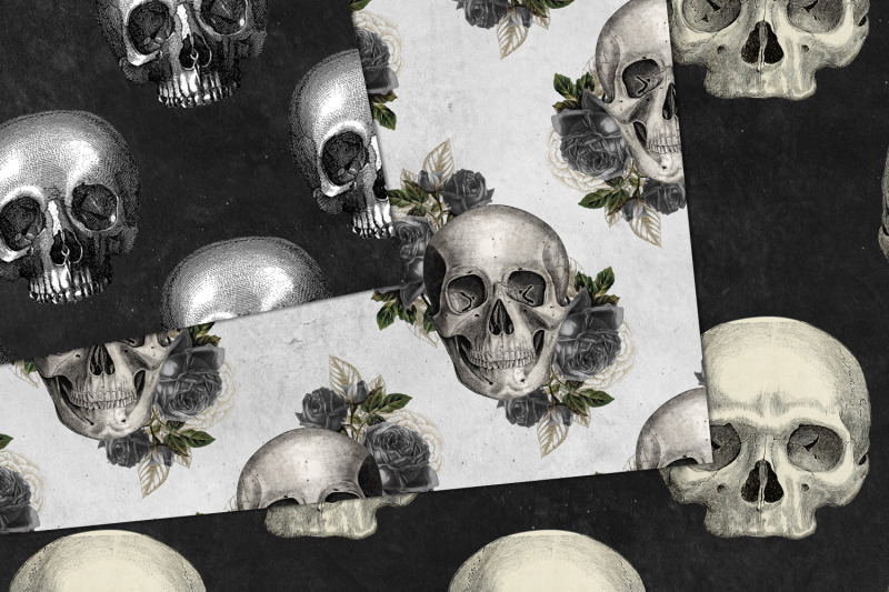 vintage-skulls-digital-paper