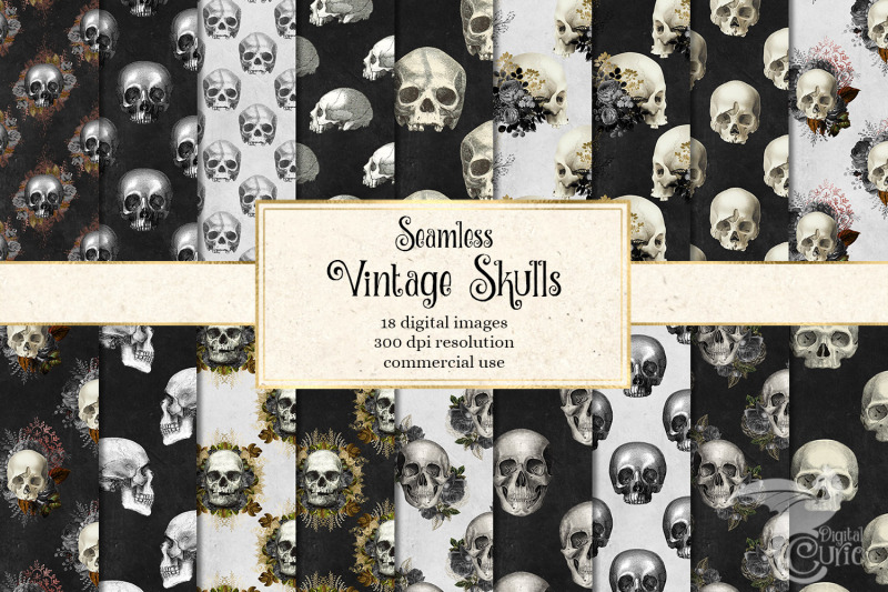 vintage-skulls-digital-paper