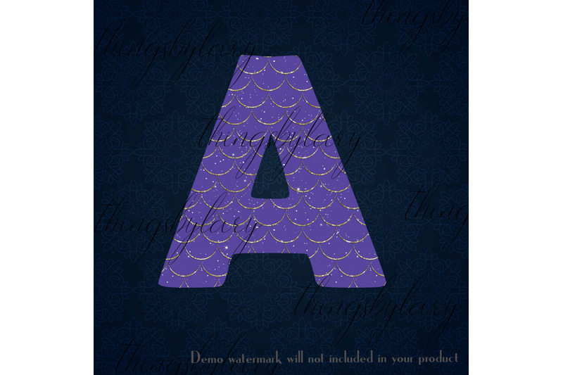 95-purple-mermaid-scale-gold-glitter-alphabet-number-not-a-font