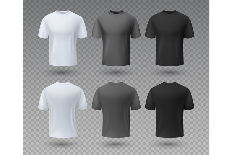 Download Realistic male t-shirt. White and black mockup, front and back view 3D By SpicyTruffel ...