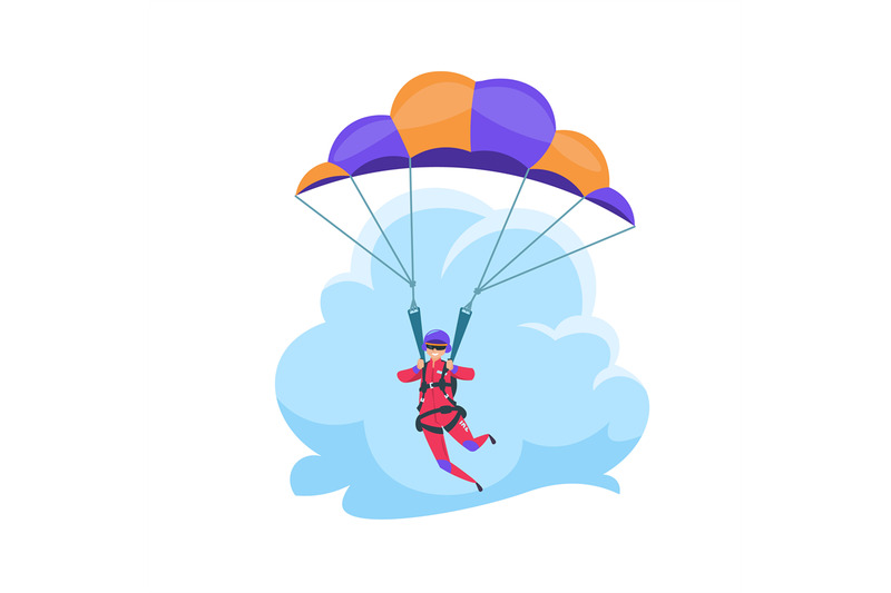 parachuting-extreme-sport-falling-flat-character-isolated-on-white-v