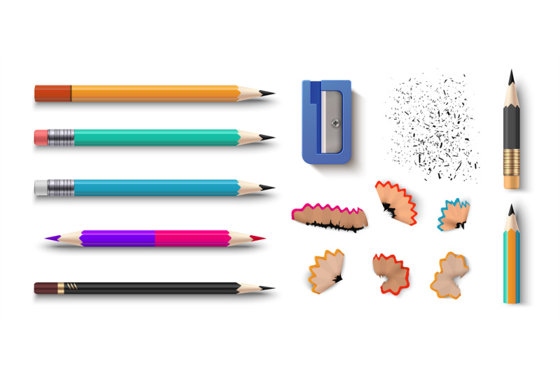 realistic-pencils-3d-colored-school-stationery-with-sharpener-and-sha