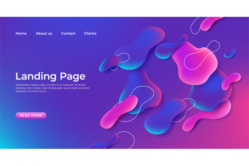 landing-page-abstract-template-fluid-website-3d-bubble-shapes-backgro