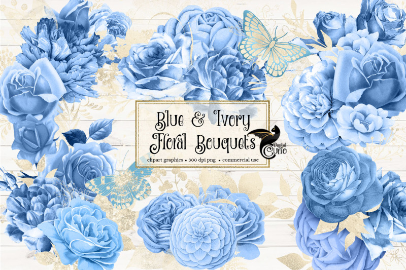 blue-and-ivory-floral-bouquets-clipart