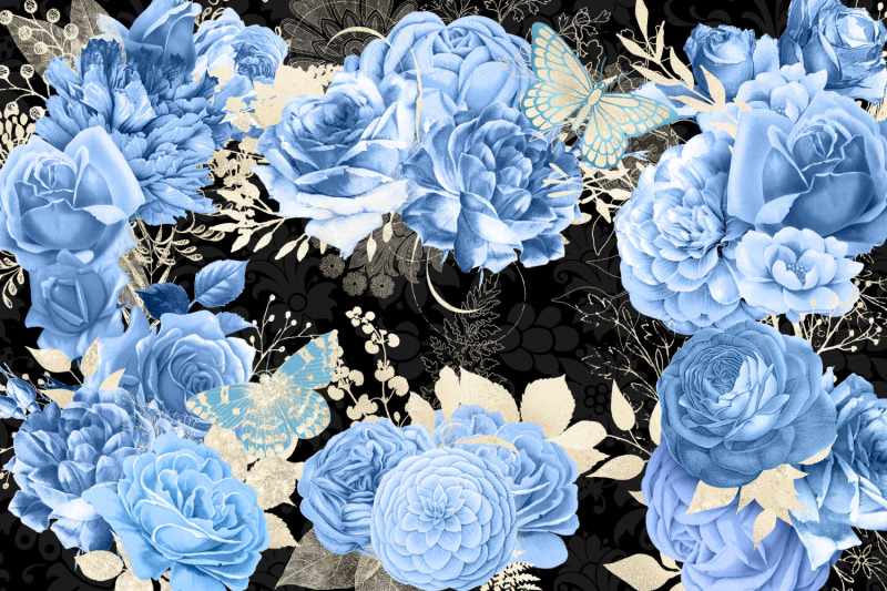 blue-and-ivory-floral-bouquets-clipart