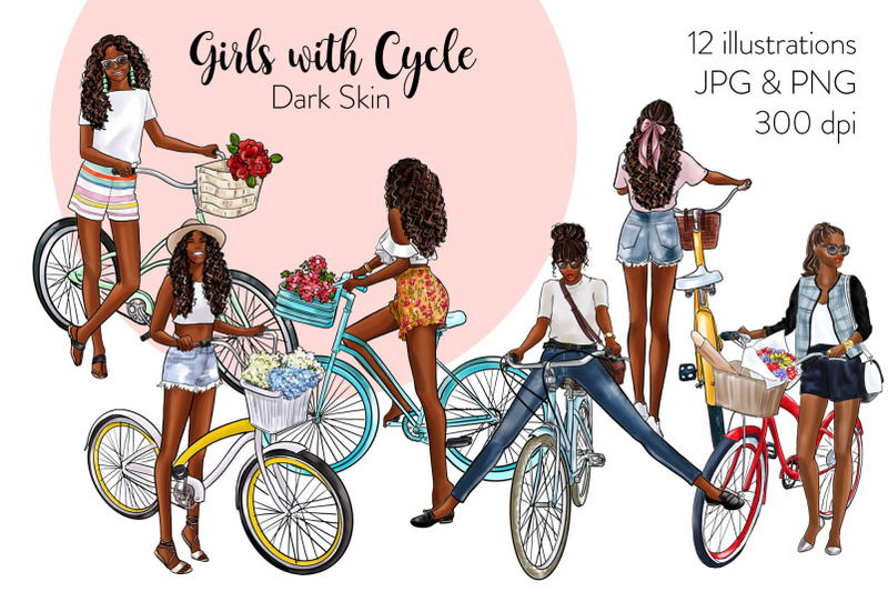 watercolor-fashion-clipart-girls-with-cycle-dark-skin