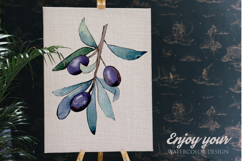 olive-branch-green-watercolor-png