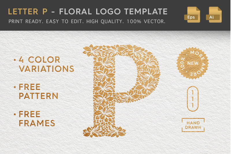 letter-p-floral-logo-template