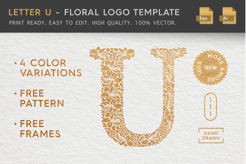 letter-u-floral-logo-template