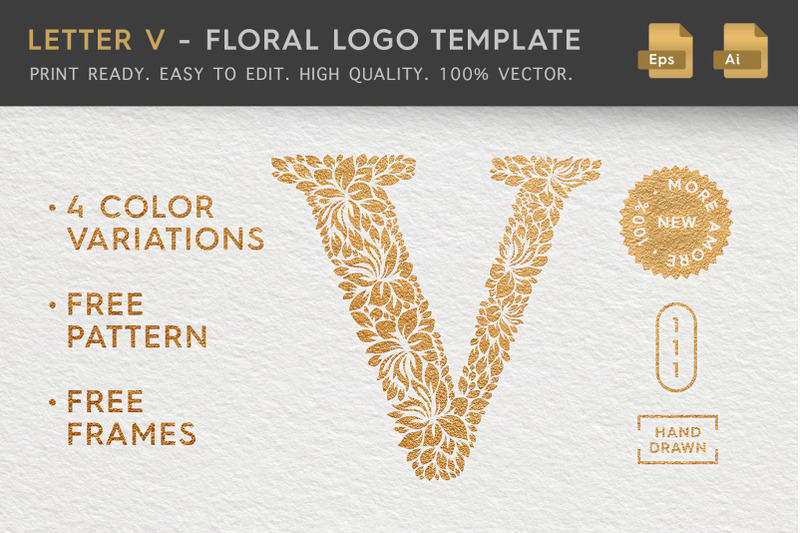 letter-v-floral-logo-template