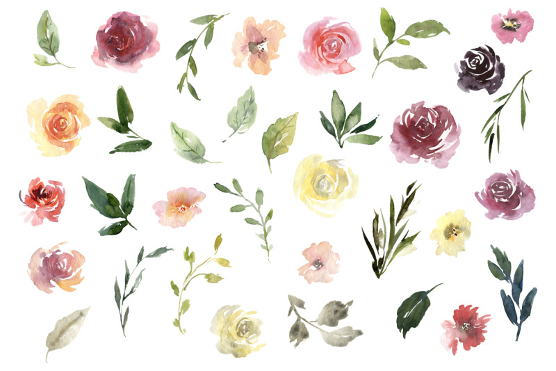 watercolor-bright-roses-flowers-bouquets-and-pattern-png
