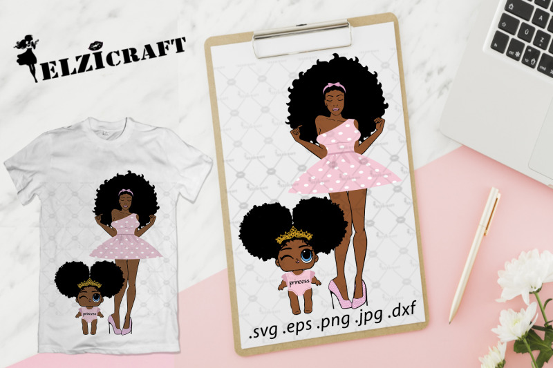 afro-woman-mommy-and-me-mother-and-daughter-svg-cut-file