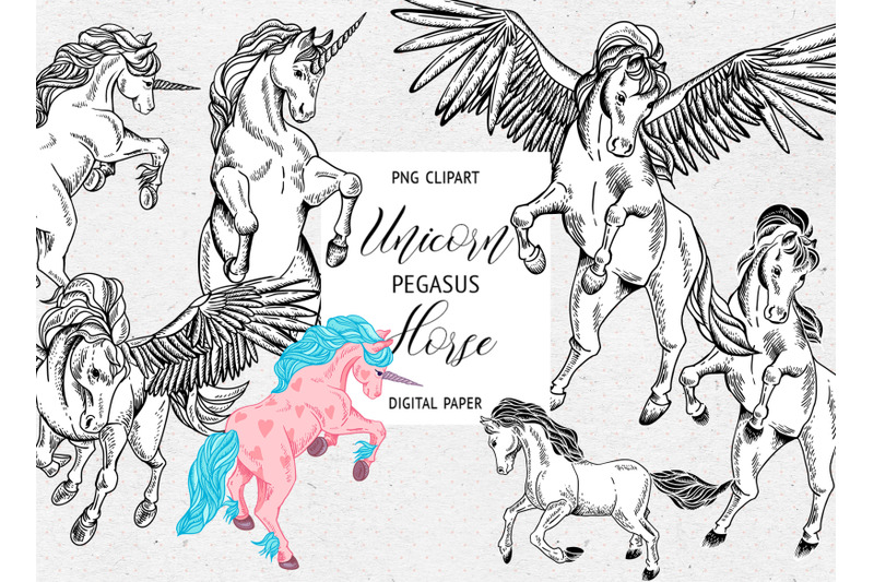 hand-drawn-unicorn-horse-pegasus