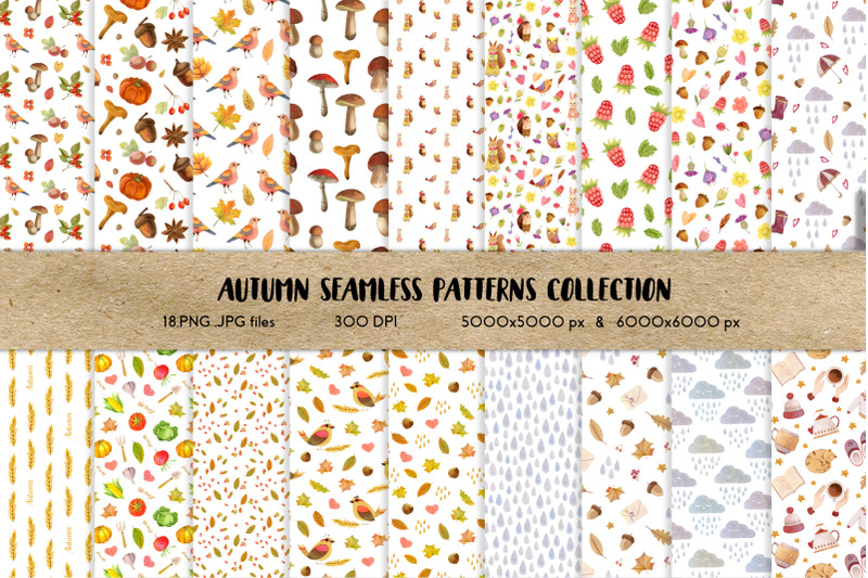 watercolor-autumn-seamless-patterns-collection