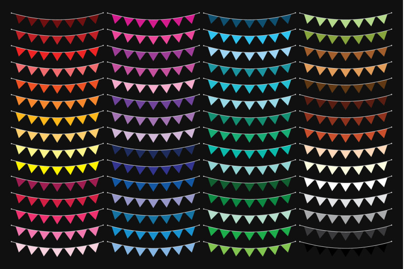 single-color-triangle-banner-clip-art-set