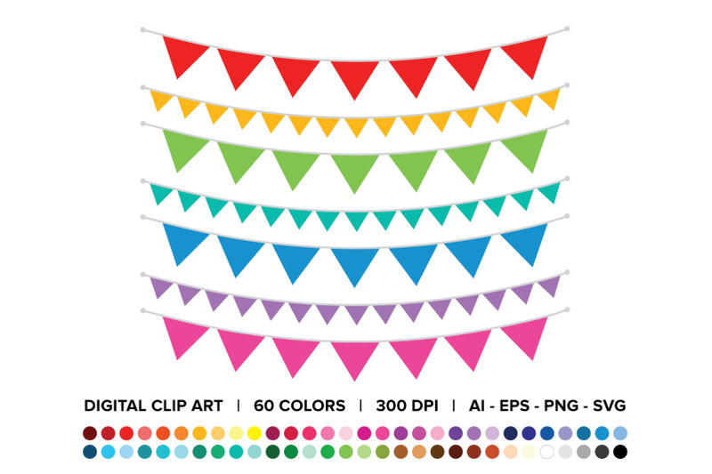 single-color-triangle-banner-clip-art-set