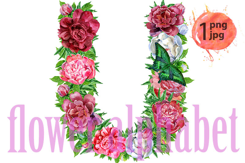 letter-u-nbsp-of-watercolor-flowers