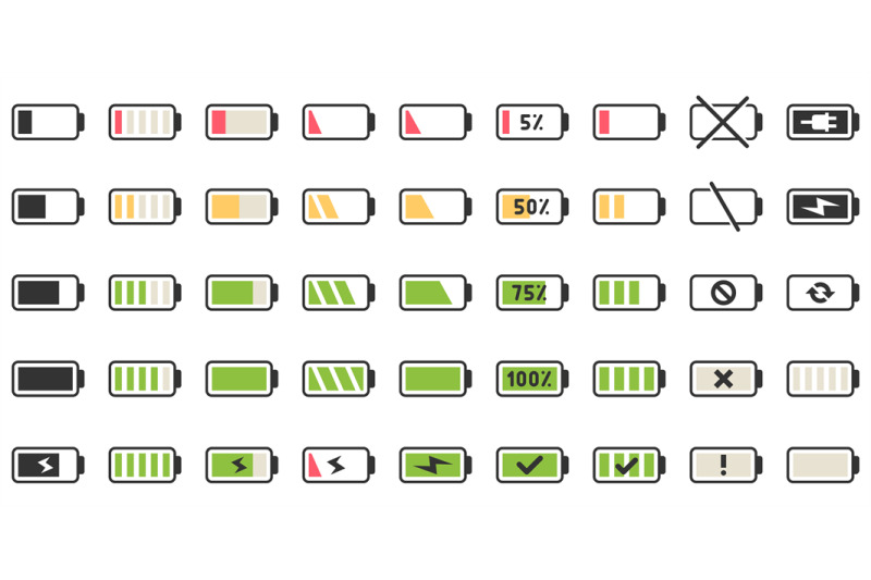 battery-charge-icons-powered-indicator-charging-empty-batteries-and