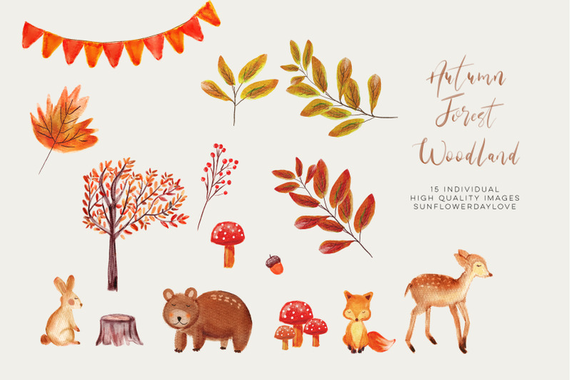 autumn-forest-woodland-clipart-watercolor-bear-deer-clipart