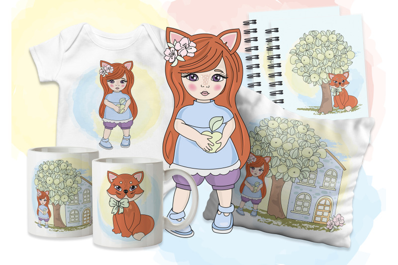 fox-fairy-tale-cartoon-clipart-vector-illustration-set