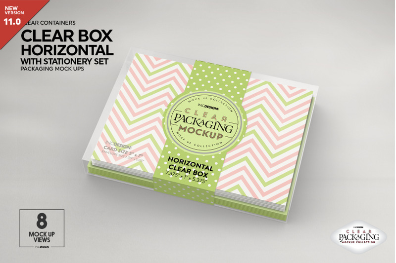 Download Free Clear Horizontal Box with Stationery Set Mockup (PSD ...