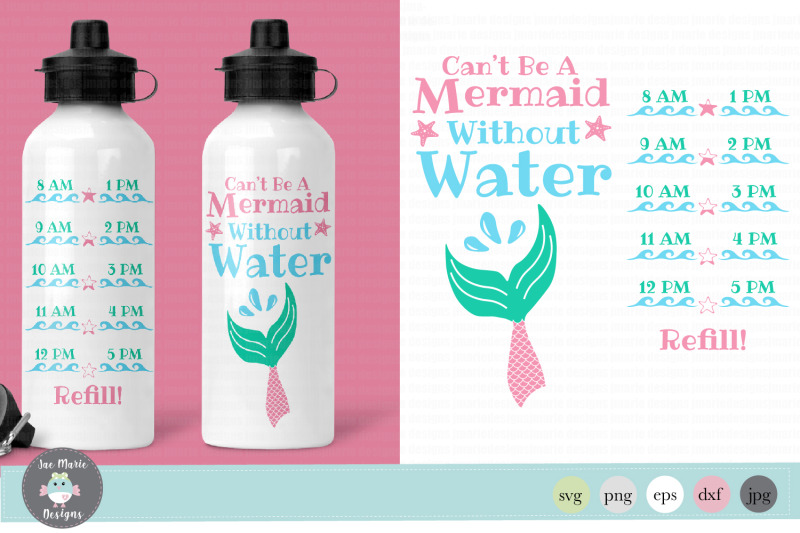 Download Mermaid Water bottle tracker svg By Jae Marie Digital ...