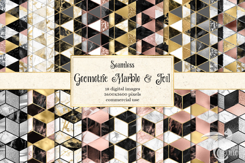 geometric-marble-and-foil-digital-paper