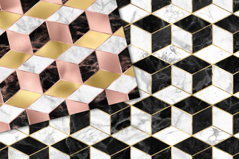 geometric-marble-and-foil-digital-paper