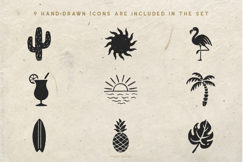 summer-icons-hand-drawn-graphics-set