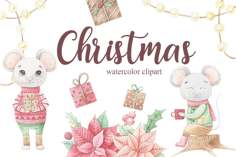 watercolor-christmas-mouse-set