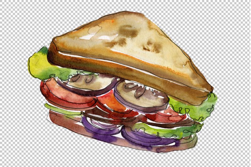 mega-sandwich-watercolor-png