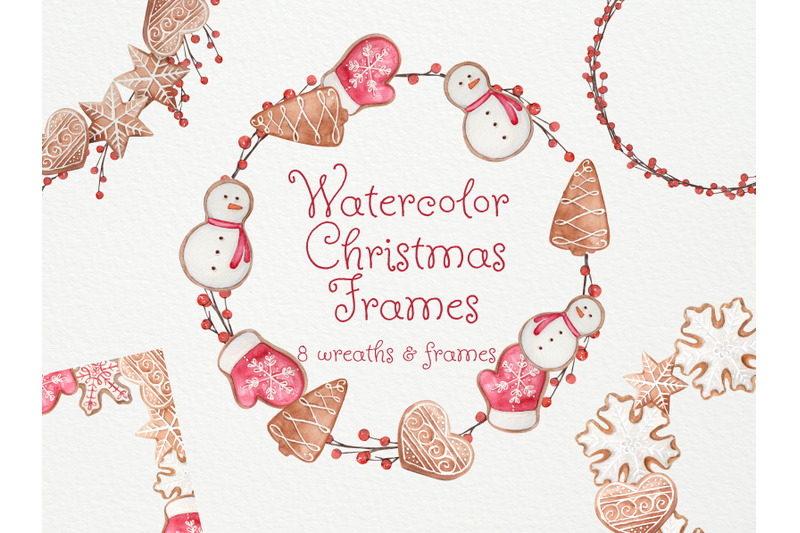 watercolor-christmas-cookies-frames-and-wreaths-watercolor