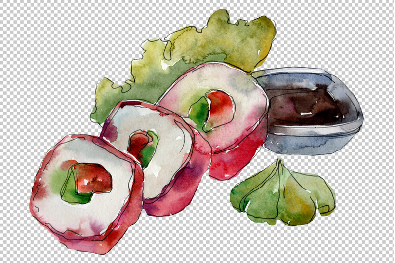 sushi-set-philadelphia-watercolor-png