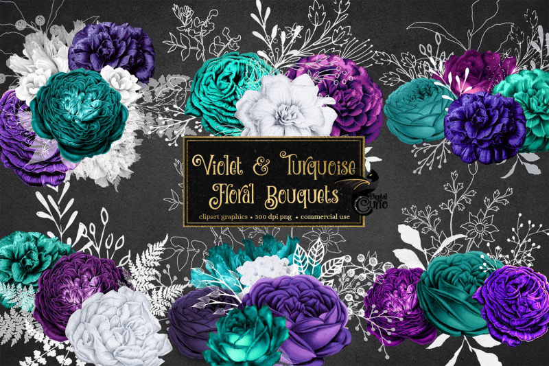 violet-and-turquoise-floral-bouquets