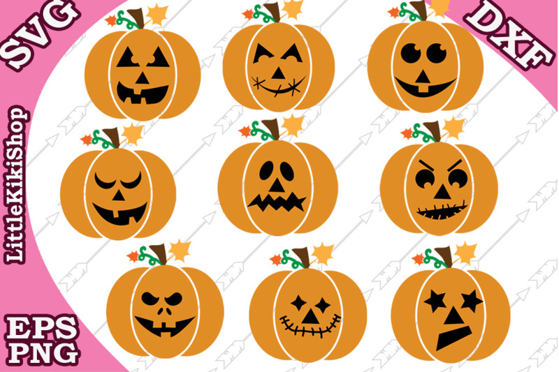 Jack-O-Lantern Svg, Pumpkins clipart,Bundle Pumkin Svg PNG Include