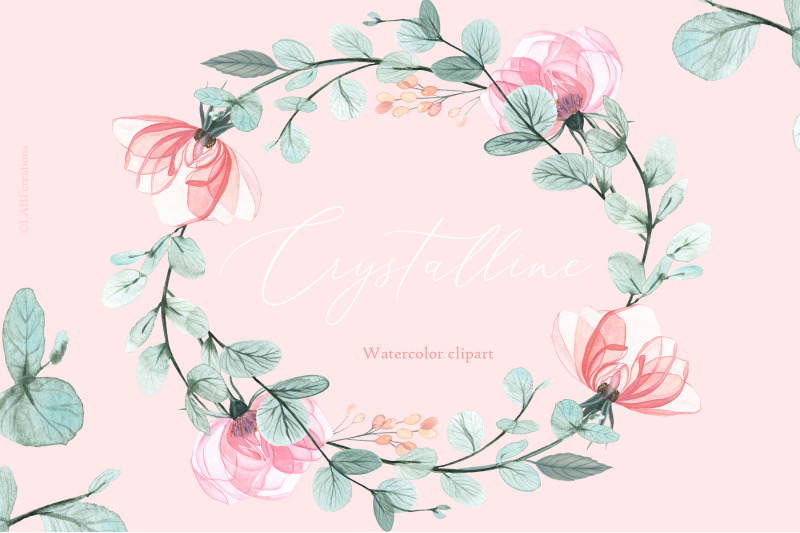crystalline-watercolor-flowers-garden-pink-flowers-and-eucalyptus