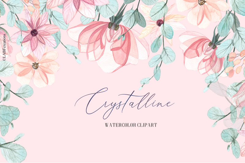 crystalline-watercolor-flowers-garden-pink-flowers-and-eucalyptus