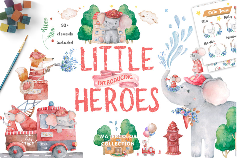 little-heroes-watercolor-cute-animals