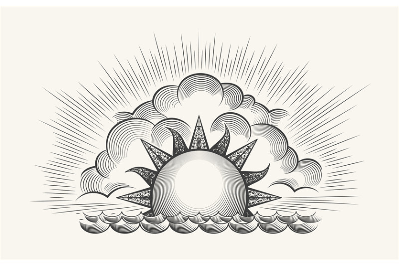 vintage-engraved-sun-with-waves