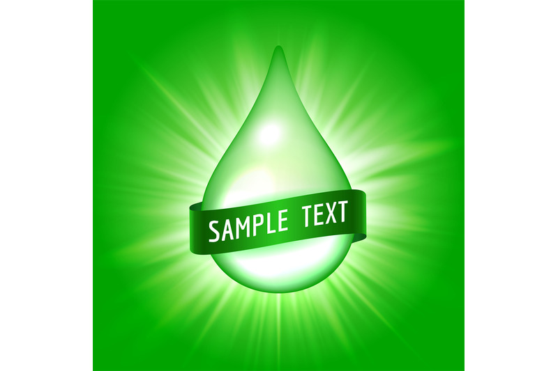 green-drop-with-ribbon-for-text