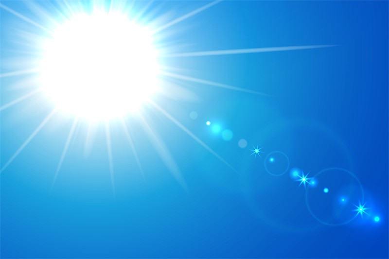 sun-and-lens-flare-on-blue